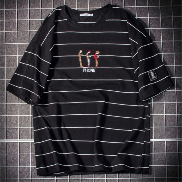 

mens designer t shirts summer brand t shirt short sleeve man woman shirt striped 2colors optional top, White;black