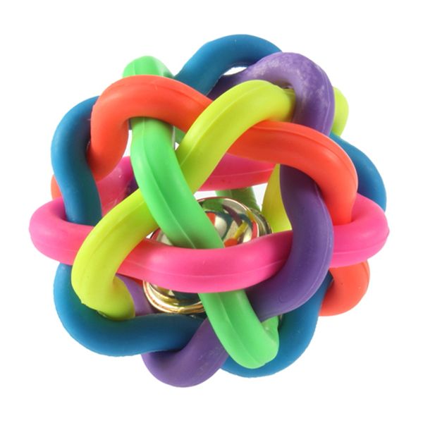 

1pcs pet dog cat toy colorful rubber round ball with small bell toy worldwide