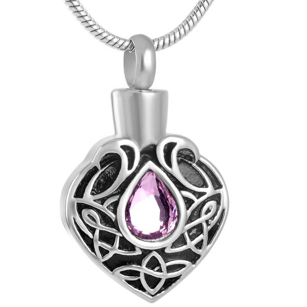 

ijd8593 инкрустация из нержавеющей стали кремация розовый кристалл teardrop keepsake ожерелье для пепла урна сувенир мемориал подвеска для ю, Silver
