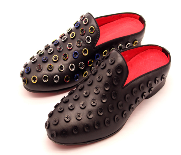 

new leather slipper shoes for men casual mules button men shoes size 35-44, Black