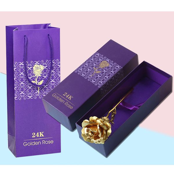 

simulation 24k gold foil gold/purple/red/blue/rose red rose purple gift box tote bag christmas valentine's day business gift