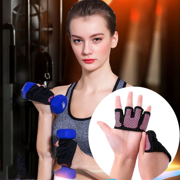 

1pair men women workout fitness barbell yoga breathable hand palm protector half finger glove gloves palm guard