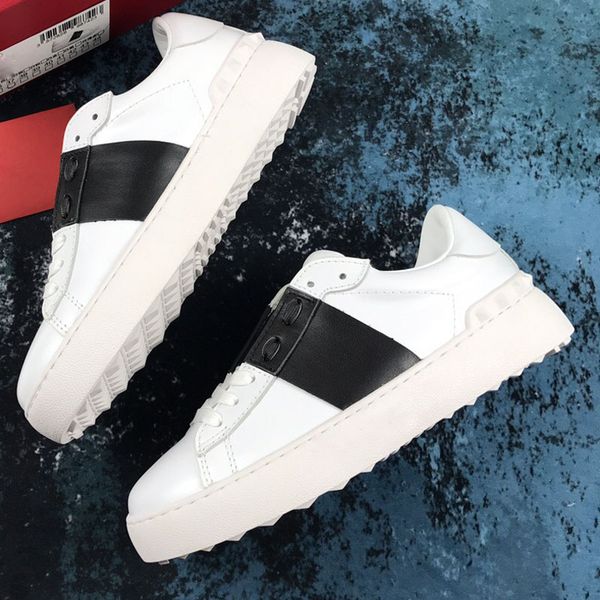 

with box luxury casual shoe sneakers women mens designer party patchwork leather shoes lace-up flats shoe sneakers quality, Black