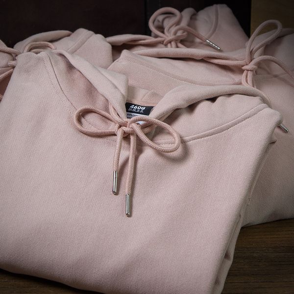 

460g important root starch hooded pure cotton hoodie brushed and thick looped fabric drawstring windproof pink youth coupl, Black