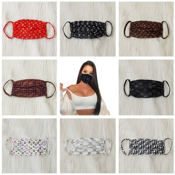 

Мода маски для лица против пыли Ультрафиолетового доказательства Дизайнерских масок Женщины Мужчины Рот-муфельного Письма печати Конструктора моющейся Летней маски для лица Подарков