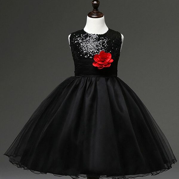 

2020 new flower kid girls sequin boho bridesmaid wedding pageant party formal gown dress, Red;yellow