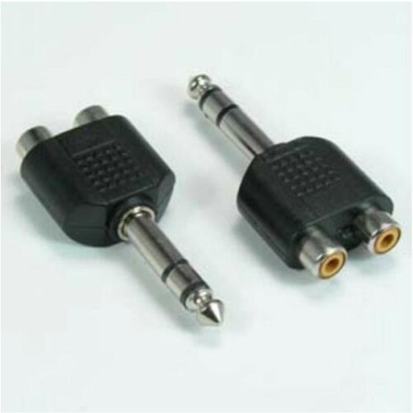 

2pcs 6.35mm 1/4" male stereo dual rca female y-shaped splitter audio adapter