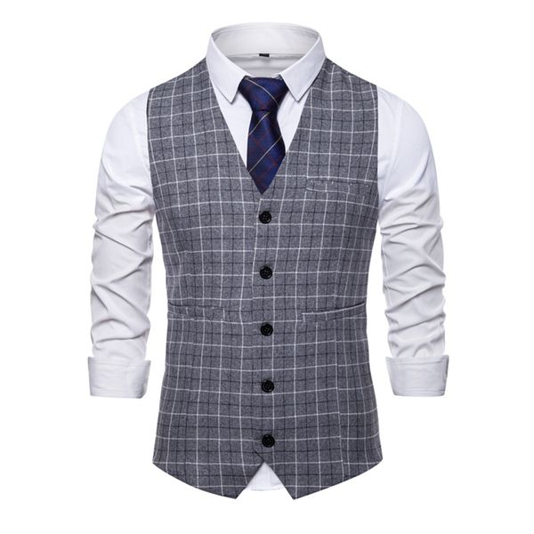 

men's vests fashion style mens casual waistcoat 2021 striped plaid formal blazer five buttons men suit vest, Black;white