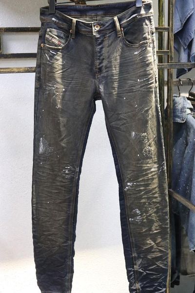 

men new jeans stretch slim fit pants for men male denim jeans designer trousers d11, Blue