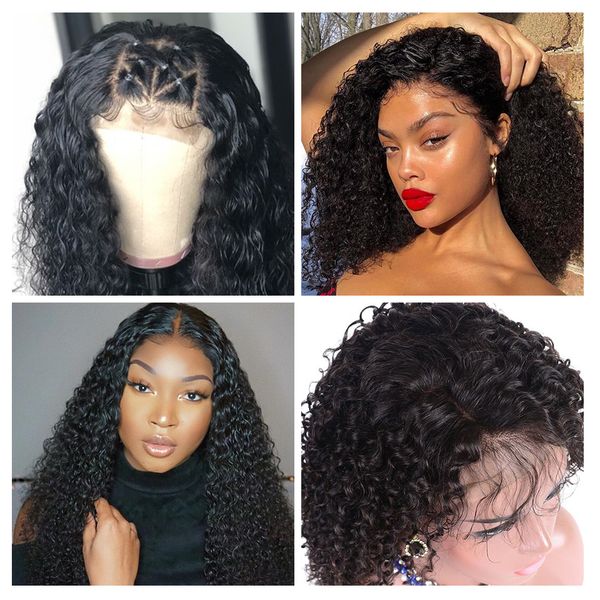 

brazilian wig 4x4 lace closure wig kinky curly human hair wig preplucked human hair wigs for black women, Black;brown
