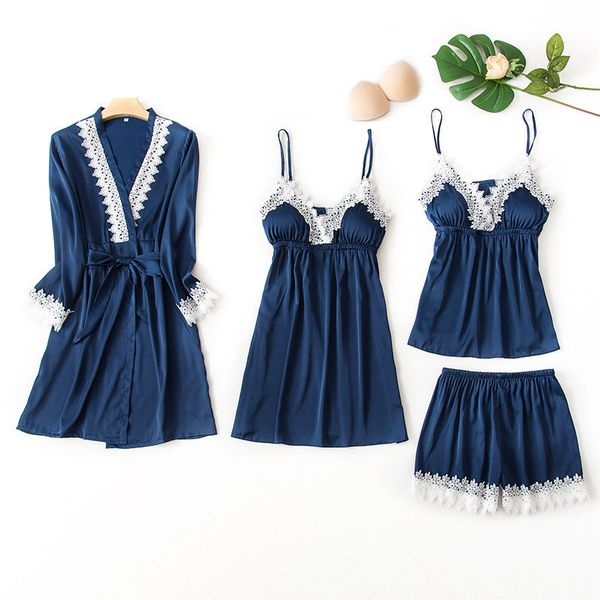 

qweek 4 бюстье sexy кружева пижамы установить женщины атласные кружева sling рукавов пижамы рубашки шорты лето robe пижамы pijama, Black;red