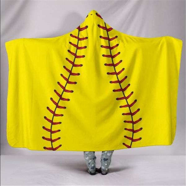 

200*150cm baseball football sherpa towel softball blanket sports theme hooded cape soccer bathing towel swadding blankets for adults