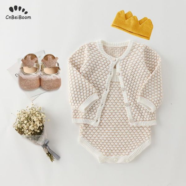 

детские вязаные ползунки весенняя одежда 100% хлопок baby girl комбинезон кардиган свитер обувь малыш новорожденный одежда девушка 4 шт. наб, White