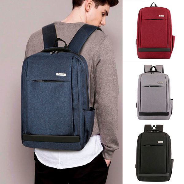 

2019 new bagpack women men ladies girl solid business shoulderÂ backpack with usb interface bag dropshipping mochila plecak