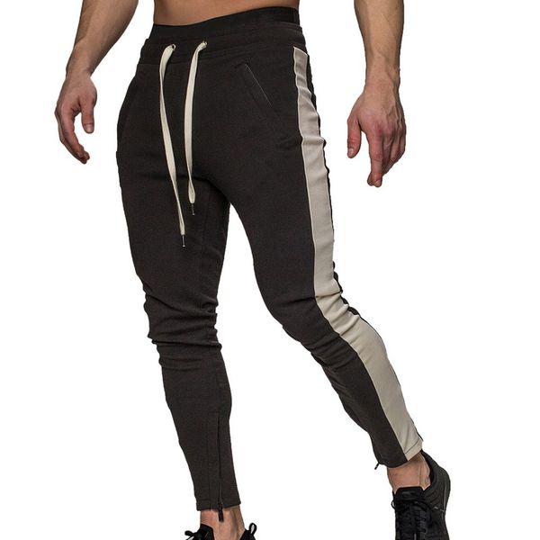 

vogue men pants fitness elastic pants bodybuilding clothing casual nice sweatpants cotton knit joggers, Black