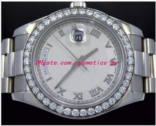 

2019 luxury watches stainless steel bracelet sales 218349 18k white gold diamond bezel automatic men's watch, Slivery;brown