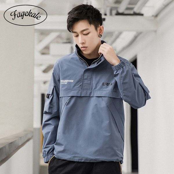 

2020 spring and autumn latest season tide brand letter printing stand collar pullover jacket loose casual fashion men's jacket, Black;brown