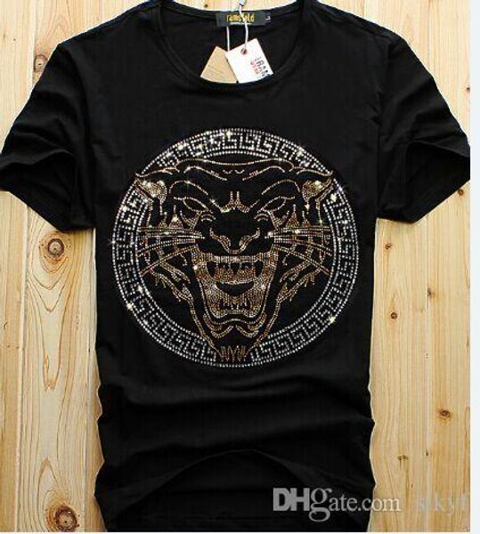 

оптовые люди конструкция роскошного алмаза мода тенниска футболка мужских прикольные футболки бренд хлопок топы и тройники, White;black