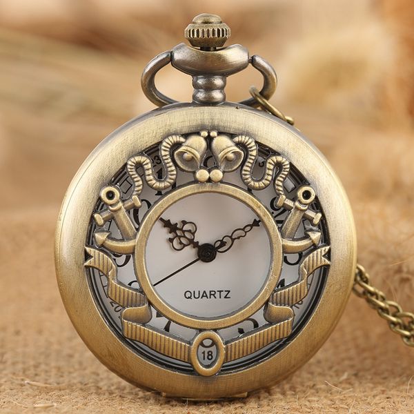 

retro hollow flower shaped quartz pocket watch antique bells round dial necklace pendant chain fob watch relojes de bolsillo, Slivery;golden