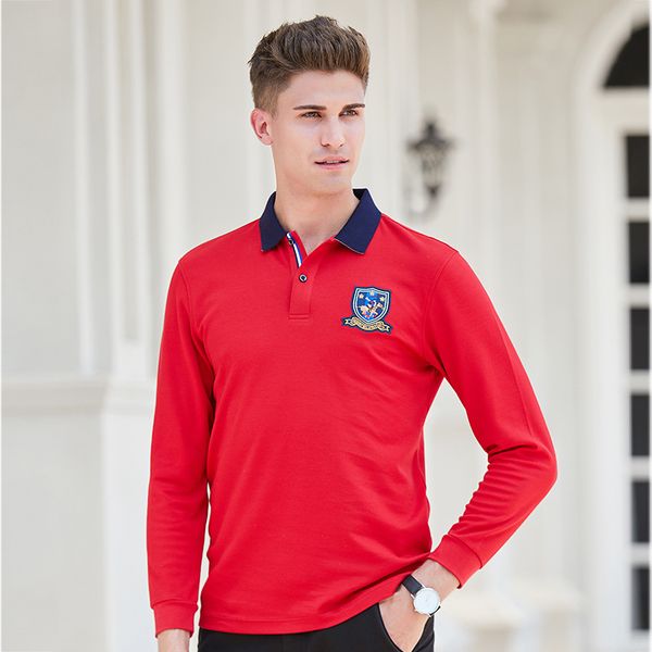 

designer men's polo mens casual long sleeves embroidery polo fashion pullover lapel men clothing cotton blend size m-3xl 4 colors, White;black