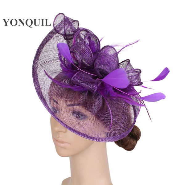 

new color sinamay ladies party hat married hair fascinators with feather hair accessories charming headwear women wedding syf107