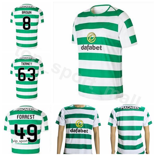 

18 19 Season FC Thai Soccer 49 FORREST Jersey Men Home Green 8 BROWN 22 EDOUARD 23 LUSTIG Football Shirt Kit Uniform Club