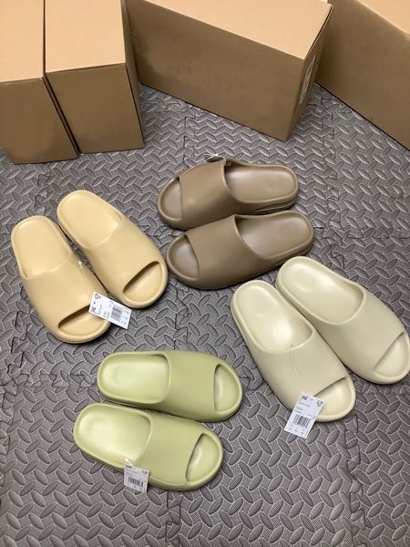 

with stockx kanye sandals shoes foam runner-up triple black white red bone resin desert sand brown men's and women's slipper sneak