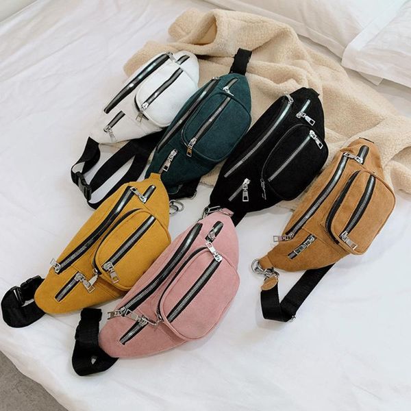 

multifunction fanny chest pack women zipper crossbody bags corduroy money pouch for outdoor shopping traveling decoration
