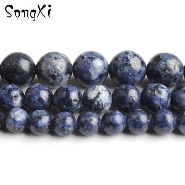 

natural blue spot stone jaspers round loose beads for jewelry making diy bead bracelet necklace jewellery 6 8 10mm 15 inches