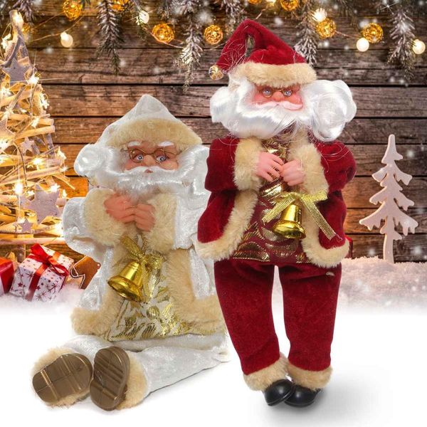 

new 27cm flannel sitting santa claus ornaments christmas party home decoration toys for kids gift