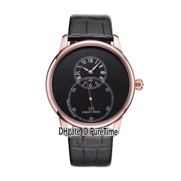 

новый jaquet droz grande seconde эмаль j014013200 a23j автоматическая мужские часы розовое золото черный циферблат 41мм черная кожа часы pur, Slivery;brown
