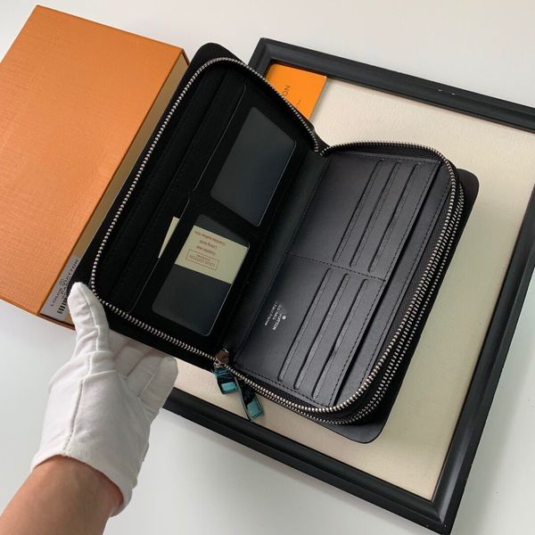 

2019 new simple style large capacity men's double zipper clutch, Red;black