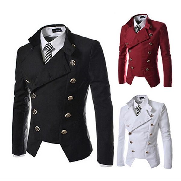 

осень зима повседневный marque blazer деним мужской костюм одежда формальное похудение для mens double breasted куртки пальто стимпанк, White;black