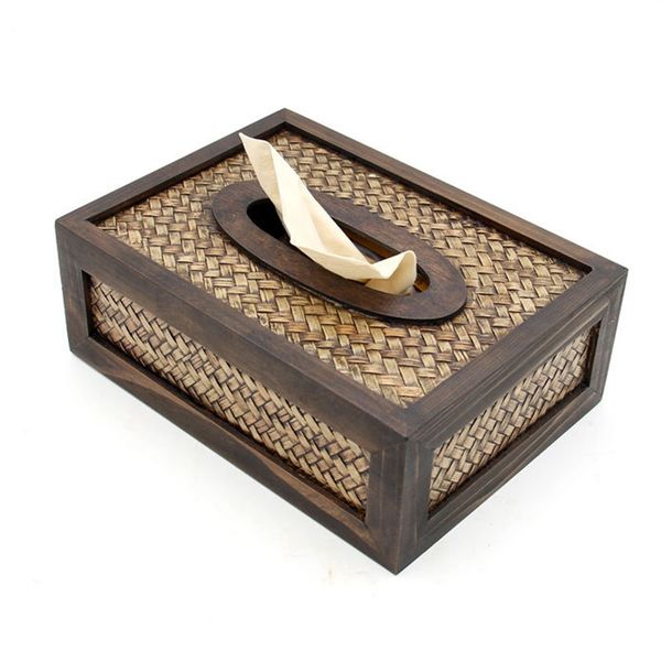 

chinese style woven napkin collection box tableware kitchen table paper box tissue box