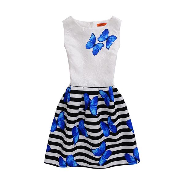 

2019 autumn print children's dress long sleeved butterfly print princess dress european and american b children's dresses, Red;yellow