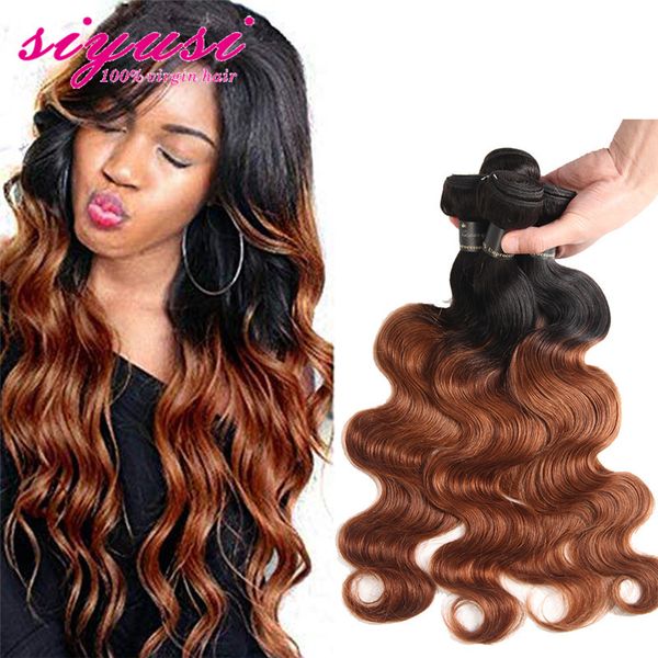 T1b 30 Ombre Malaysian Hair Weave Bundles Body Wave Twotone Black