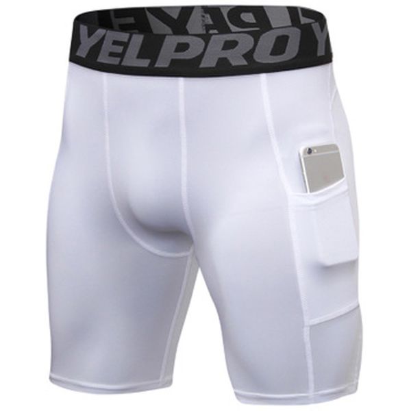 

skins compression shorts men pockets skinny fitness bodybuilding shorts men bermuda muscle training short sports trousers, White;black