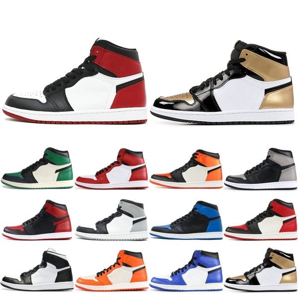 

1 og mens high basketball shoes black toe triple white game royal satin shattered backboard designer sport sneakers