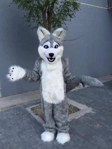 

halloween grey wolf mascot costume cartoon husky dog wolfhound animal anime theme character christmas carnival fancy costumes, Red;yellow