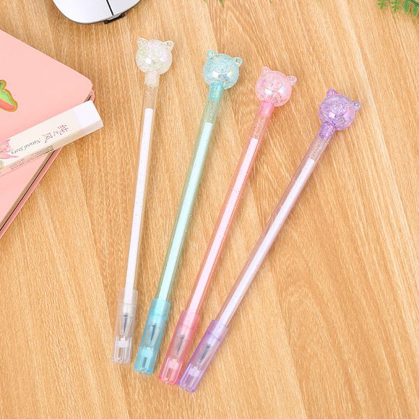 

24 pcs cartoon piglet dazzling transparent rod gel pen student creative stationery candy black neutral pen wholesale