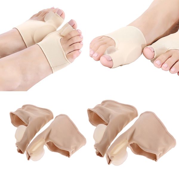 

2 pairs hallux valgus corrector for day and night, 2 in 1 separator and toe protector, for overlapping toes, hammer toes