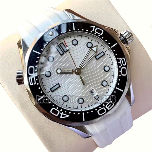 

ceramic bezel mens watches white watch seemaste mechanical automatic movement wristwatches montre de luxe rubber strap reloj de lujo, Slivery;brown
