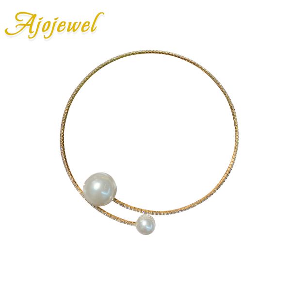 

ajojewel simulated pearl torques jewlery collar necklace adjustable choker necklace women accessories, Silver