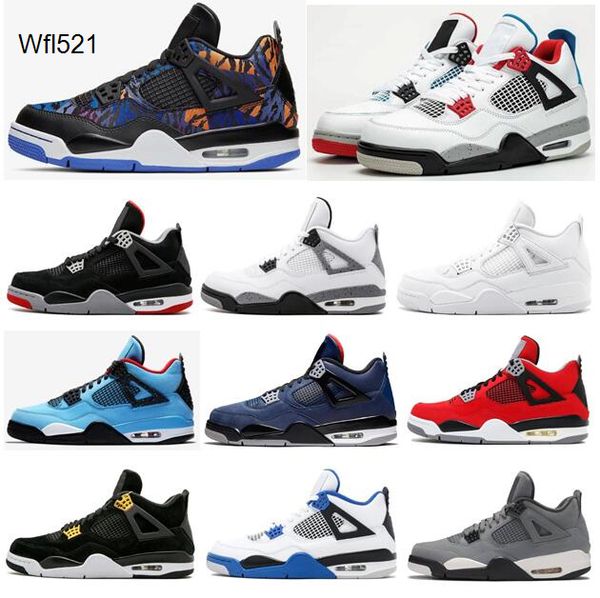 

4 4s bred what the rush violet loyal blue travis scotts basketball shoes men 4s royalty toro bravo sneakers with box, Black