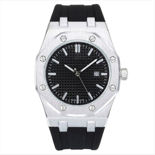 

fashion mens womens luxe watches 41mm rubber strap sapphire stainless steel quartz movement male watch casual sport wristwatches 12, Slivery;brown