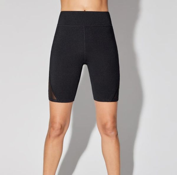 

2020 new summer women black yoga shorts mesh splicing shorts gym fitness exercise elastic female high waist sport, White;red