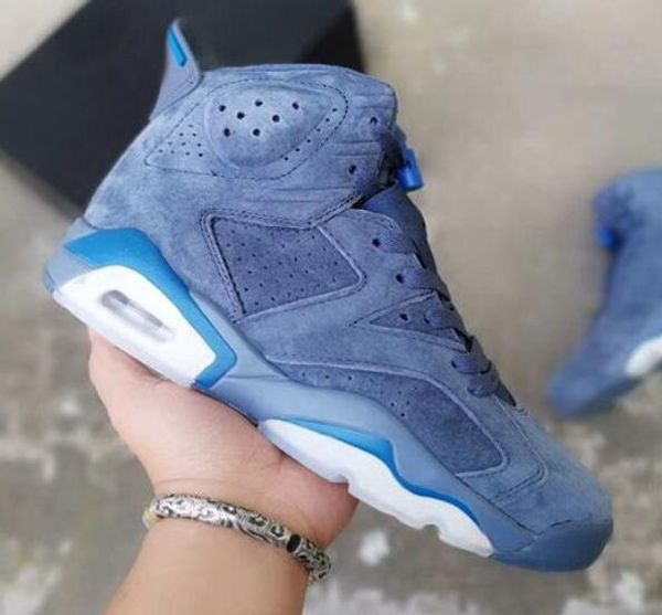 

2019 new 6 jimmy butler diffused blue basketball shoes men 6s court blue suede sports sneakers with box