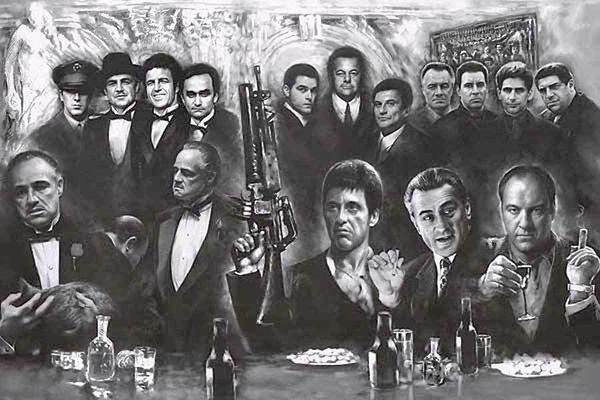 

gangster collage - art mafia tv movie silk poster decorative wall paint 24x36inch