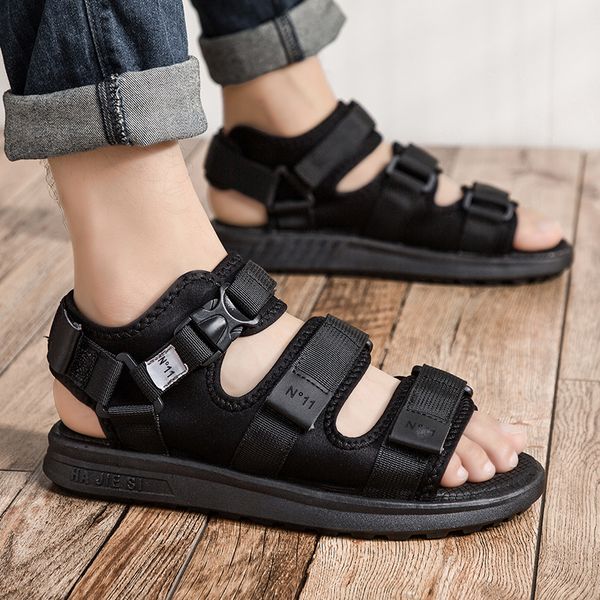 

sandals men's summer shoes 2021 fashion breathable waterproof casual beach size:39-44 black open toe non-slip hook&loop