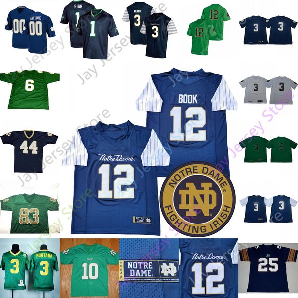

custom notre dame fighting irish football jersey ncaa college joe montana rudy ruettiger ian book tony jones jr. javon mckinley finke kareem, Black;red